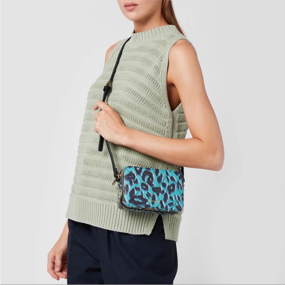 Ted Baker Elegant Teal Leopard Crossbody leather Bag